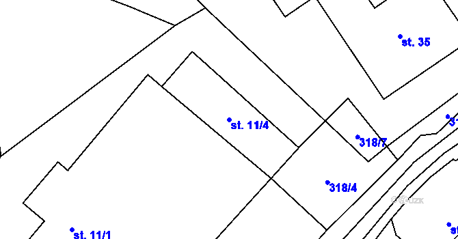 Parcela st. 11/4 v KÚ Dolní Žďár u Lásenice, Katastrální mapa