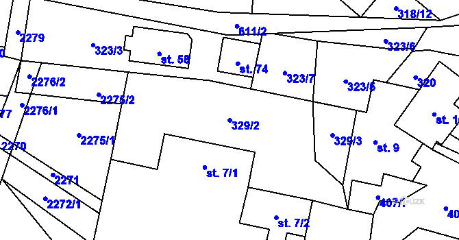 Parcela st. 329/2 v KÚ Dolní Žďár u Lásenice, Katastrální mapa