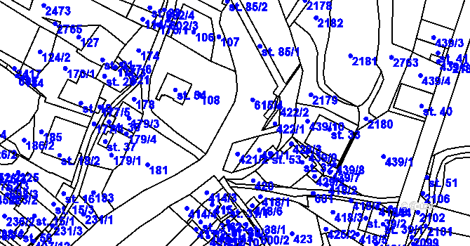Parcela st. 615 v KÚ Dolní Žďár u Lásenice, Katastrální mapa