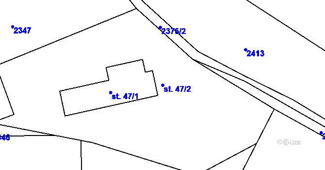 Parcela st. 47/2 v KÚ Dolní Žďár u Lásenice, Katastrální mapa