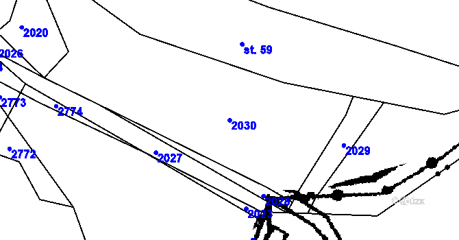 Parcela st. 2030 v KÚ Dolní Žďár u Lásenice, Katastrální mapa