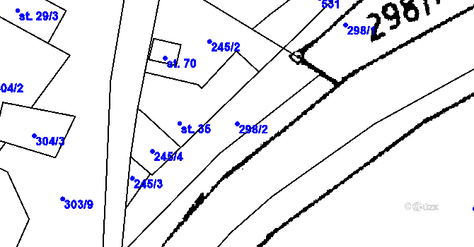 Parcela st. 298/2 v KÚ Horní Lhota u Lásenice, Katastrální mapa