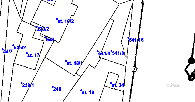 Parcela st. 541/4 v KÚ Horní Lhota u Lásenice, Katastrální mapa