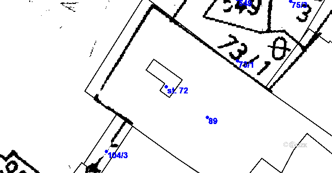 Parcela st. 72 v KÚ Horní Lhota u Lásenice, Katastrální mapa