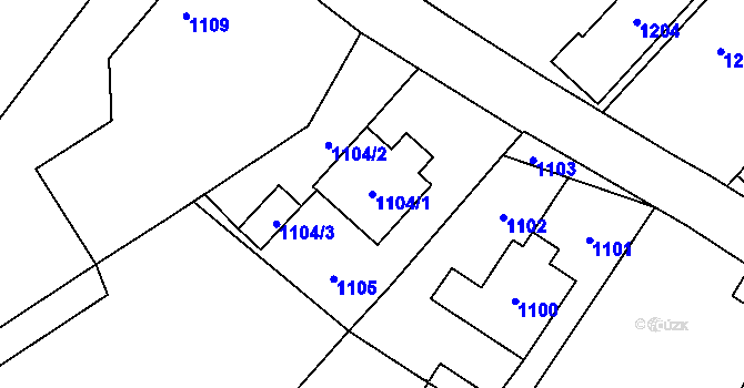 Parcela st. 1104/1 v KÚ Dolní Životice, Katastrální mapa