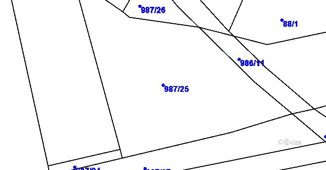 Parcela st. 987/25 v KÚ Dolní Životice, Katastrální mapa