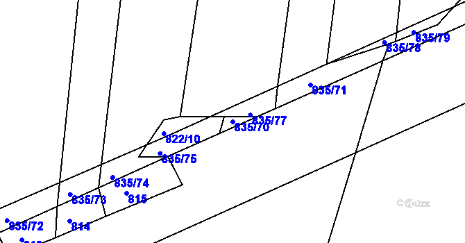 Parcela st. 835/70 v KÚ Dolní Životice, Katastrální mapa