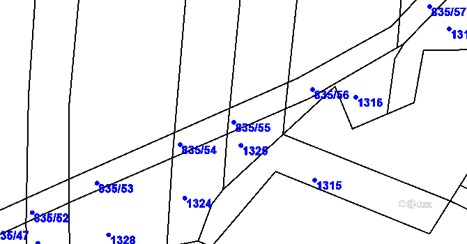 Parcela st. 835/55 v KÚ Dolní Životice, Katastrální mapa