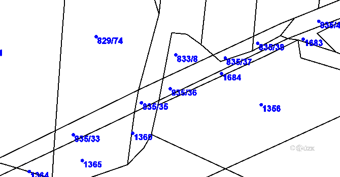 Parcela st. 835/36 v KÚ Dolní Životice, Katastrální mapa