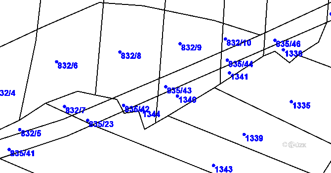 Parcela st. 835/43 v KÚ Dolní Životice, Katastrální mapa