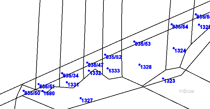 Parcela st. 835/52 v KÚ Dolní Životice, Katastrální mapa