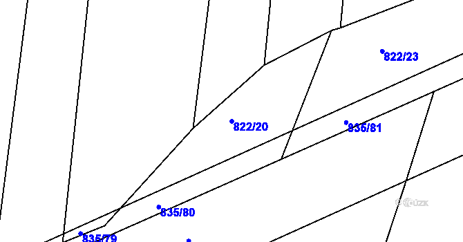 Parcela st. 822/20 v KÚ Dolní Životice, Katastrální mapa