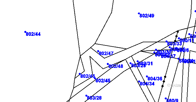 Parcela st. 802/47 v KÚ Dolní Životice, Katastrální mapa