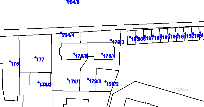 Parcela st. 178/4 v KÚ Dolní Životice, Katastrální mapa