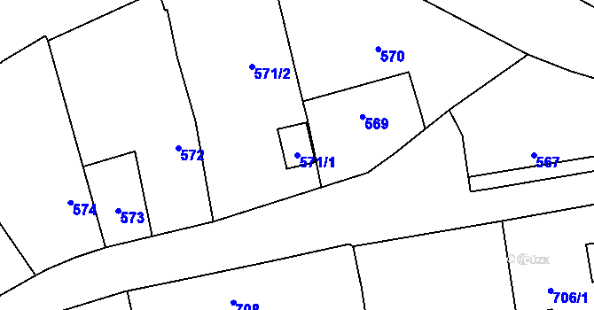 Parcela st. 571/1 v KÚ Dolní Životice, Katastrální mapa