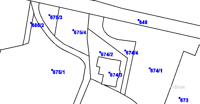 Parcela st. 674/2 v KÚ Dolní Životice, Katastrální mapa