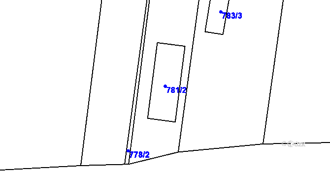 Parcela st. 781/2 v KÚ Dolní Životice, Katastrální mapa