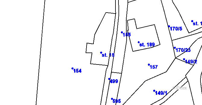 Parcela st. 15 v KÚ Dolní Žleb, Katastrální mapa