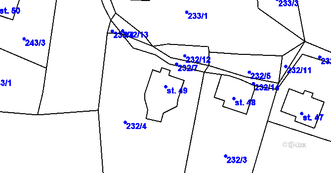 Parcela st. 49 v KÚ Dolní Žleb, Katastrální mapa