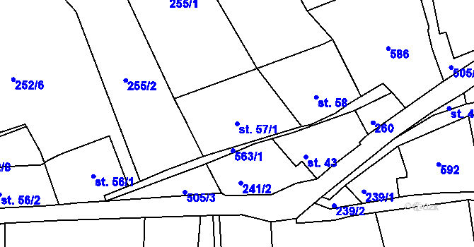 Parcela st. 57/1 v KÚ Dolní Žleb, Katastrální mapa
