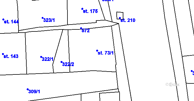 Parcela st. 73/1 v KÚ Dolní Žleb, Katastrální mapa
