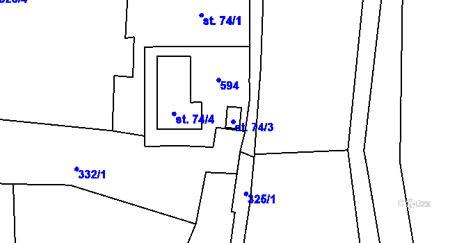 Parcela st. 74/3 v KÚ Dolní Žleb, Katastrální mapa