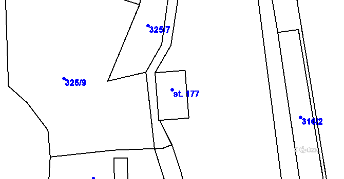 Parcela st. 177 v KÚ Dolní Žleb, Katastrální mapa