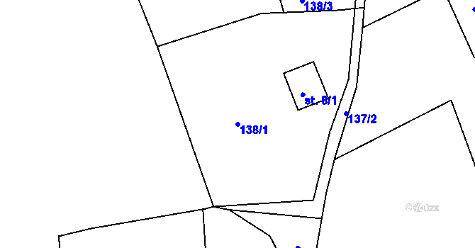 Parcela st. 138/1 v KÚ Dolní Žleb, Katastrální mapa