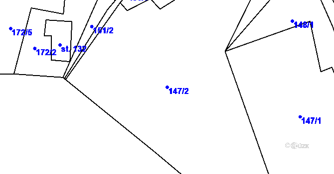 Parcela st. 147/2 v KÚ Dolní Žleb, Katastrální mapa