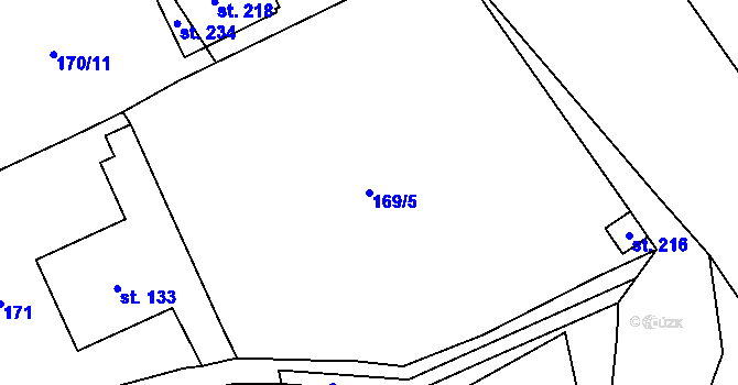 Parcela st. 169/5 v KÚ Dolní Žleb, Katastrální mapa