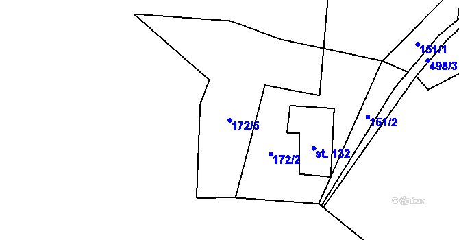 Parcela st. 172/5 v KÚ Dolní Žleb, Katastrální mapa