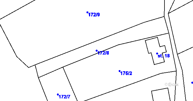 Parcela st. 172/8 v KÚ Dolní Žleb, Katastrální mapa