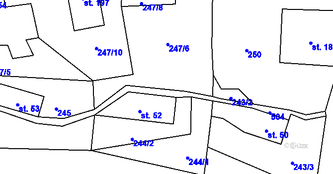 Parcela st. 247/4 v KÚ Dolní Žleb, Katastrální mapa