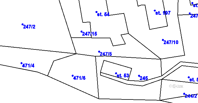 Parcela st. 247/5 v KÚ Dolní Žleb, Katastrální mapa
