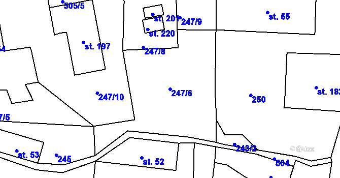 Parcela st. 247/6 v KÚ Dolní Žleb, Katastrální mapa