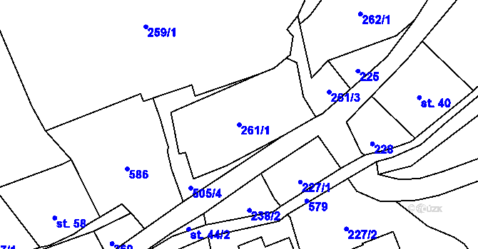 Parcela st. 261/1 v KÚ Dolní Žleb, Katastrální mapa