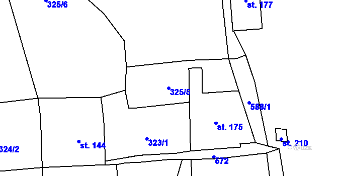 Parcela st. 325/5 v KÚ Dolní Žleb, Katastrální mapa