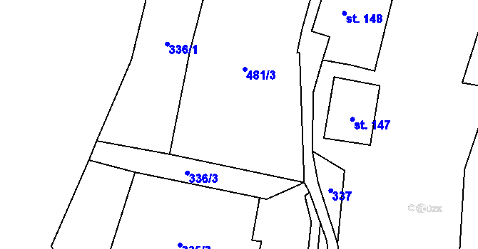 Parcela st. 336/2 v KÚ Dolní Žleb, Katastrální mapa