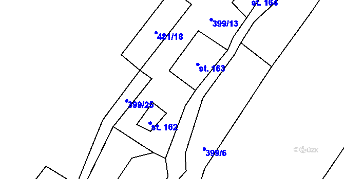 Parcela st. 399/15 v KÚ Dolní Žleb, Katastrální mapa