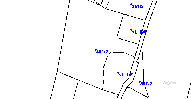 Parcela st. 481/2 v KÚ Dolní Žleb, Katastrální mapa