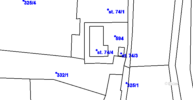 Parcela st. 74/4 v KÚ Dolní Žleb, Katastrální mapa