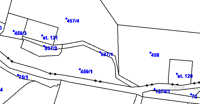 Parcela st. 537/1 v KÚ Dolní Žleb, Katastrální mapa