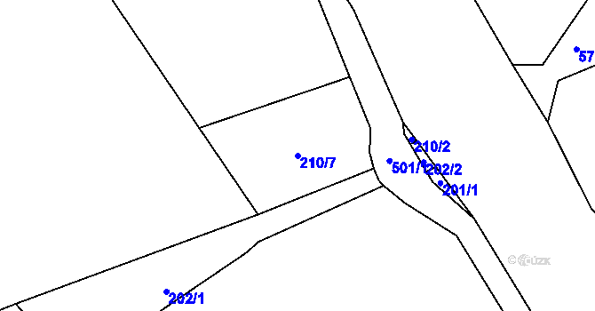 Parcela st. 210/7 v KÚ Dolní Žleb, Katastrální mapa