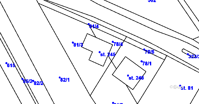 Parcela st. 245 v KÚ Doloplazy, Katastrální mapa