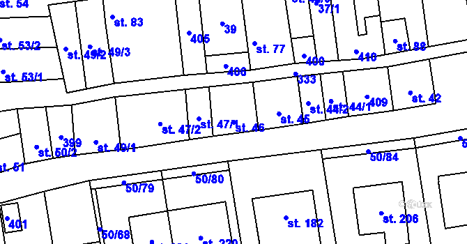 Parcela st. 46 v KÚ Doloplazy, Katastrální mapa