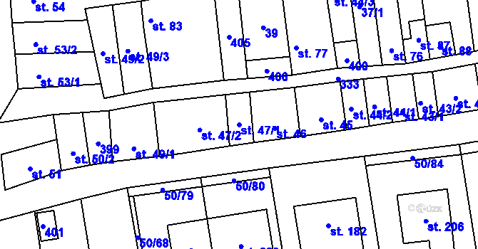 Parcela st. 47/1 v KÚ Doloplazy, Katastrální mapa