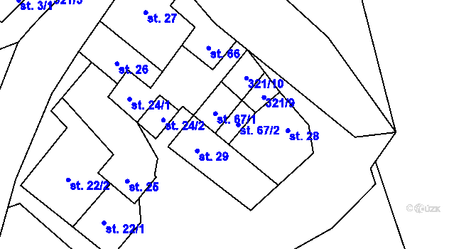 Parcela st. 67/2 v KÚ Doloplazy, Katastrální mapa