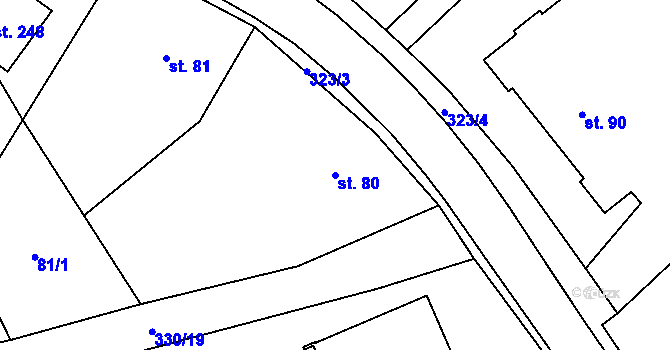 Parcela st. 80 v KÚ Doloplazy, Katastrální mapa