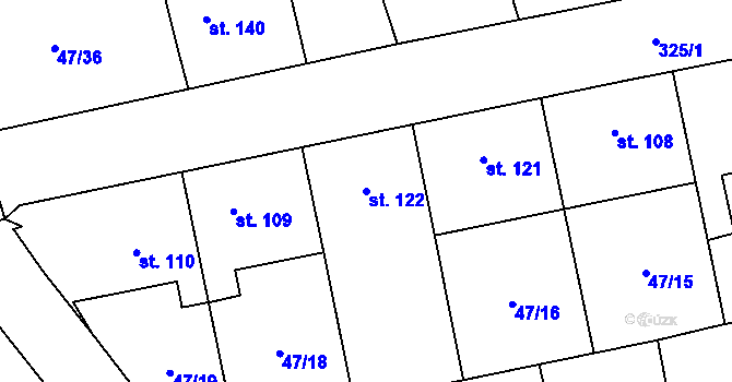 Parcela st. 122 v KÚ Doloplazy, Katastrální mapa