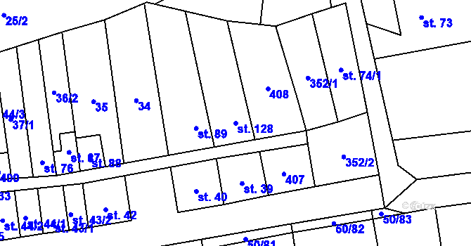 Parcela st. 128 v KÚ Doloplazy, Katastrální mapa